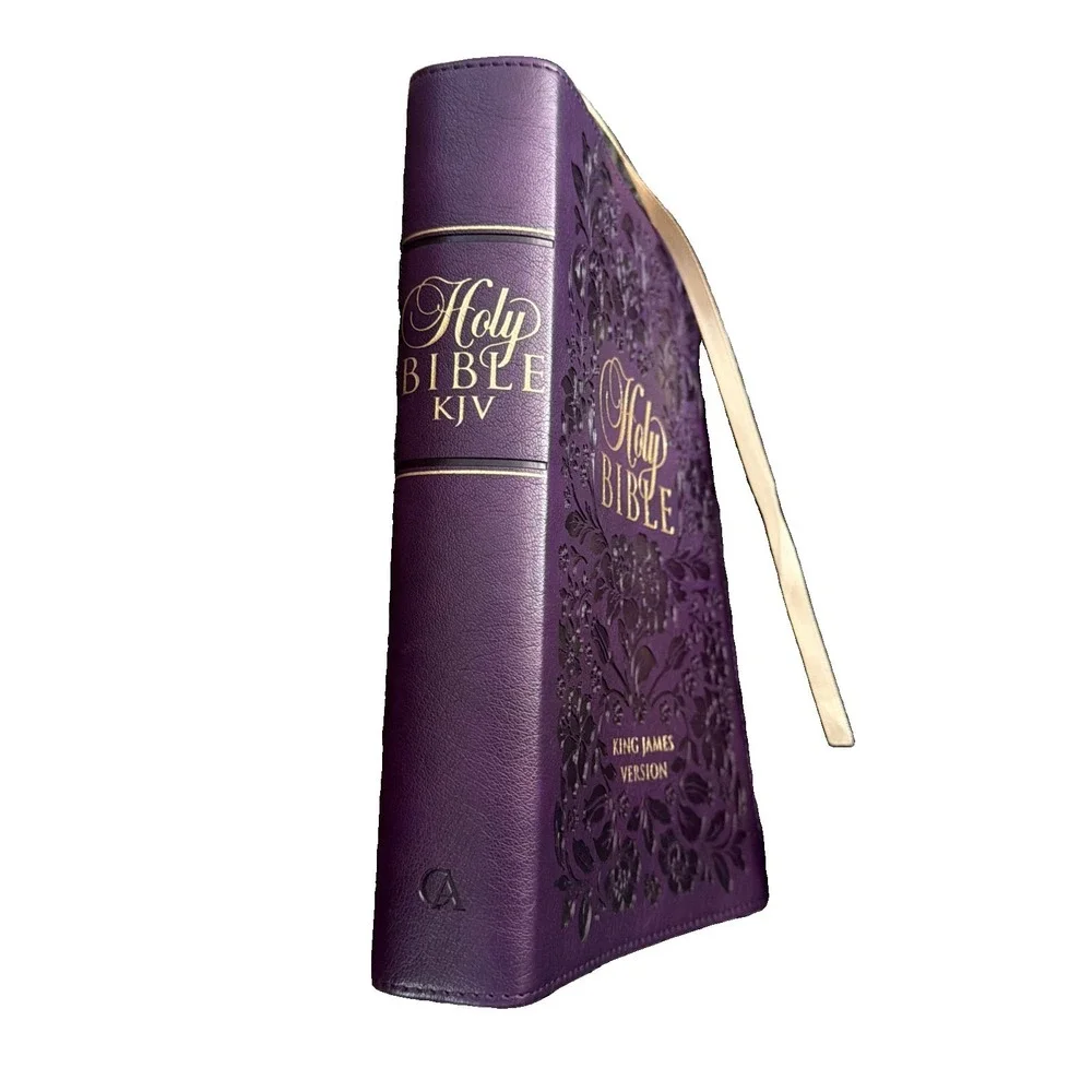 KJV Bible Giant Print 14 Point Purple Thumb Index Embossed Leather Feel